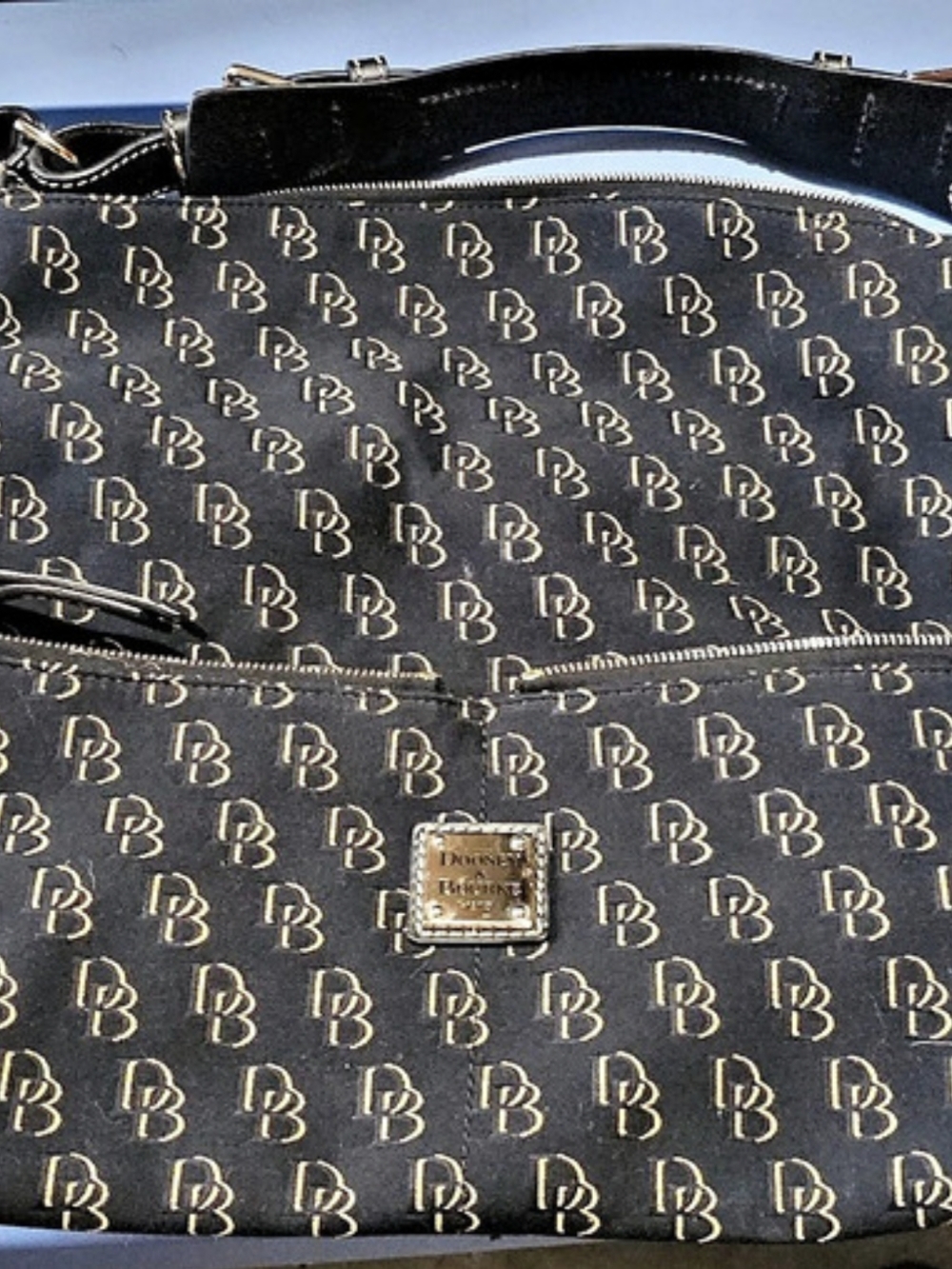 Dooney & Bourke Monogram Crossbody Bag in Black & Gold